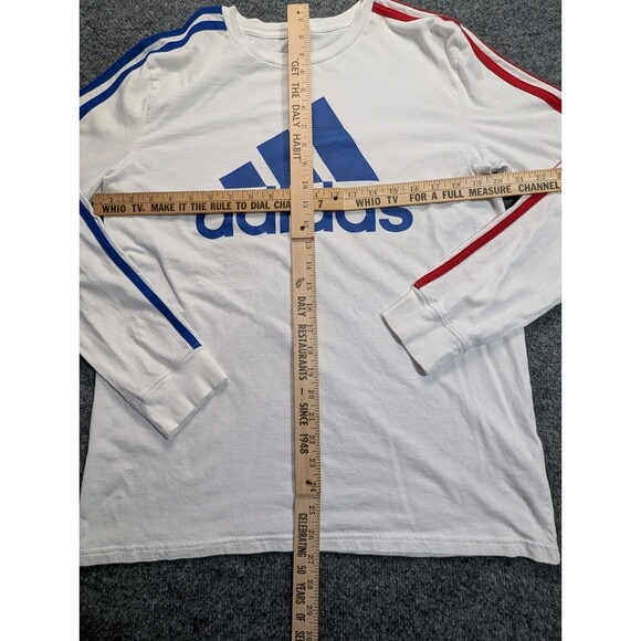 Adidas Long Sleeve T-Shirt Womens  Extra Large White Logo Striped Mountain Logo - Picture 6 of 11